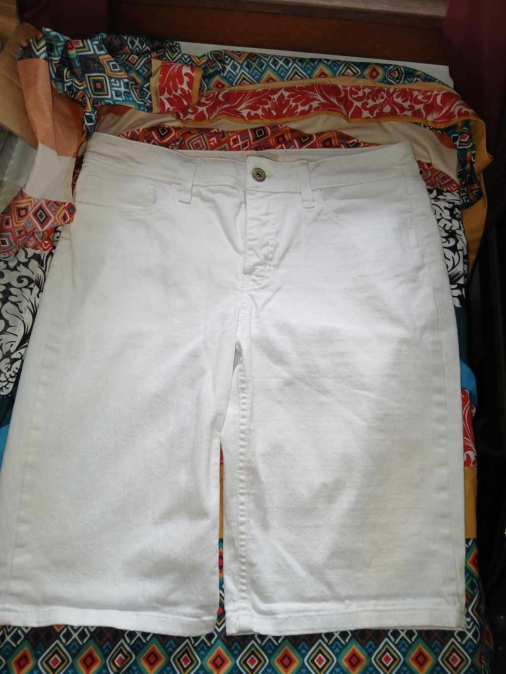 Women’s White Denim Bermuda Shorts